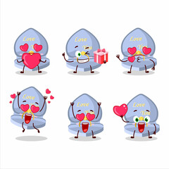 Blue love ring box cartoon character with love cute emoticon