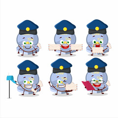 A picture of cheerful blue love ring box postman cartoon design concept