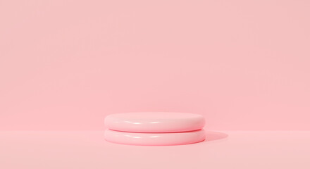 Pink 3D background abstract of macaron stage podium pedestal.