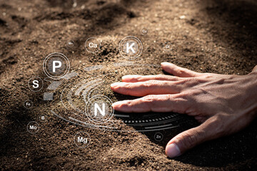 The fertile loamy soil for planting with the iconic technology in soil is the essential food of...