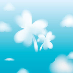 Clovers Clouds on Blue Sky background Vector Design