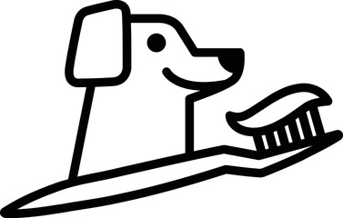Canine dental care, dog with toothbrush icon 