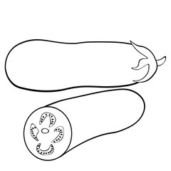 Black and white drawing of eggplant for coloring. Vegetables for coloring book. Vector illustration
