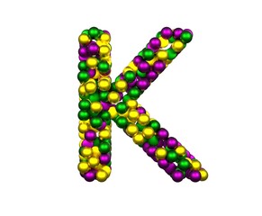 Mardi Gras Bead Themed Font Letter K