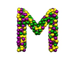 Mardi Gras Bead Themed Font Letter M