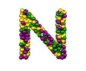 Mardi Gras Bead Themed Font Letter N