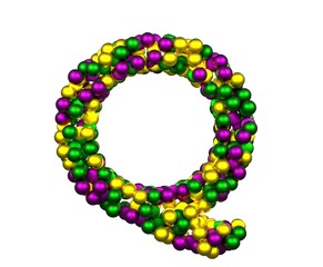 Mardi Gras Bead Themed Font Letter Q
