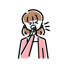 咳をする女性のイラスト