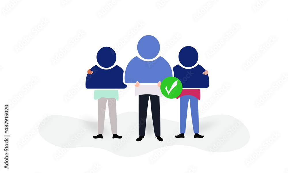 Aufkleber character tick or approved a loading user account icon