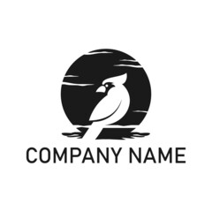 bird moonlight logo design vector template