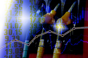 Eine Tankstelle, Börse und der Preis für Kraftstoff