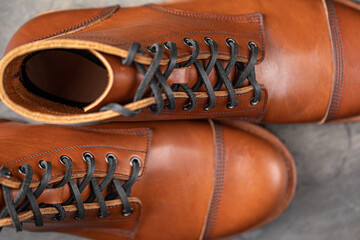 Handcrafted men's brown leather boots 