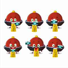 Photographer profession emoticon with red vampire hat cartoon character