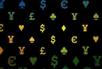 Dark purple vector pattern with symbol of cards.