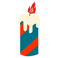 Christmas candle vector illustration in flat color design