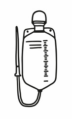 dropper with medicine, coloring book, isolated object, black and white, vector medical doodles. vector illustration