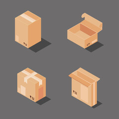 icons isometric boxes