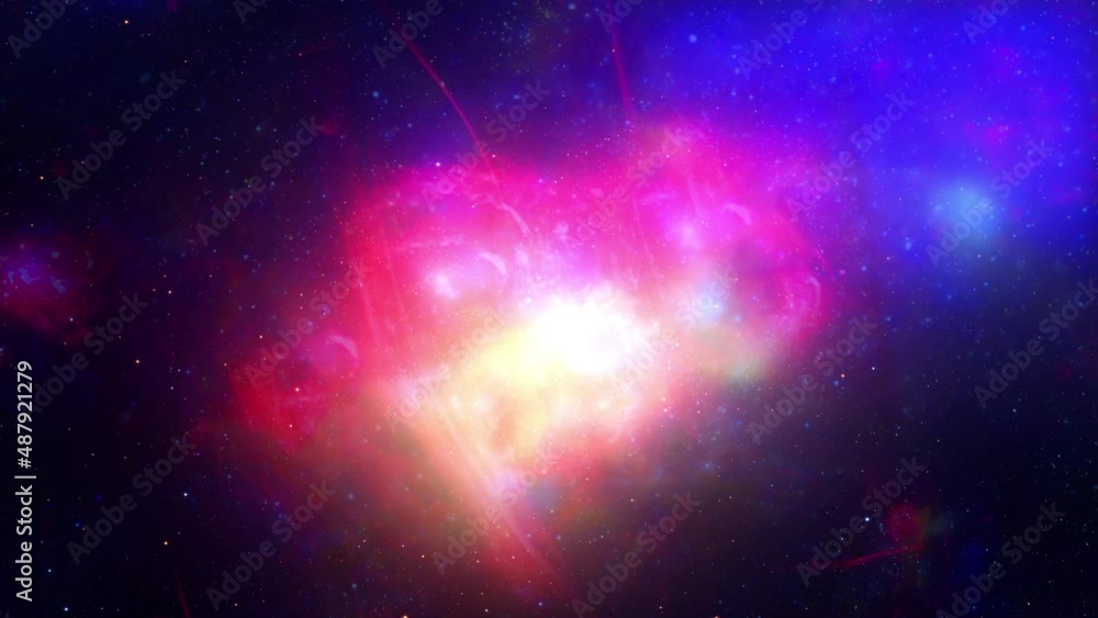 Aufkleber seamless loop galaxy exploration through outer space towards glowing colorful glow galaxy. 4k loop a
