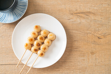 Mitarashi dango. Dumpling in a sweet soy sauce