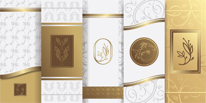 Luxury golden design for packaging template. flower ,nature, pattern, minimalist for background