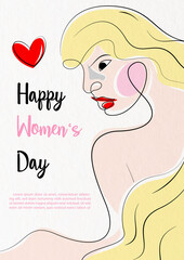 Obraz na płótnie Canvas Card and poster's campaign of Women's day in line art and flat style on white background.