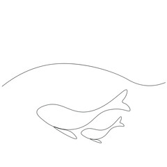Naklejka na ściany i meble Whales on sea vector illustration