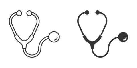 Stethoscope icon in flat style. Heart diagnostic vector illustration on isolated background. Medicine sign business concept.