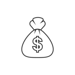 Money bag icon in flat style. Moneybag vector illustration on isolated background. Coin sack sign business concept.