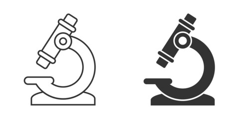 Microscope icon in flat style. Laboratory magnifier vector illustration on isolated background. Biology instrument sign business concept.