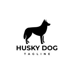 illustration vector graphic template of husky dog silhouette logo © Ibni