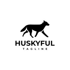 illustration vector graphic template of husky dog silhouette logo