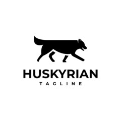 illustration vector graphic template of husky dog silhouette logo