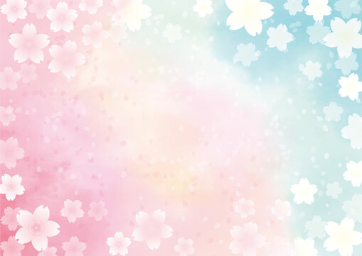 水彩の桜の背景イラスト