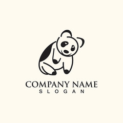 Panda cute bear logo animal mammals modern is funny vector icon