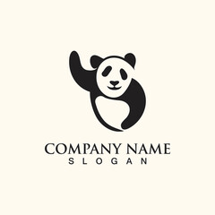 Panda cute bear logo animal mammals modern is funny vector icon