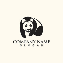 Panda cute bear logo animal mammals modern is funny vector icon