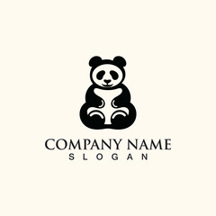 Panda cute bear logo animal mammals modern is funny vector icon