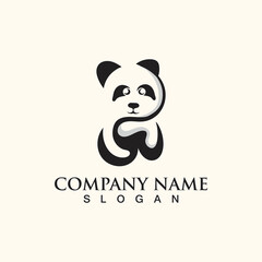 Panda cute bear logo animal mammals modern is funny vector icon