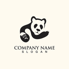 Panda cute bear logo animal mammals modern is funny vector icon