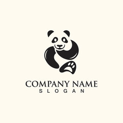 Fototapeta premium Panda cute bear logo animal mammals modern is funny vector icon
