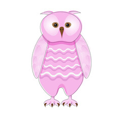 Pink owl, an interesting character for postcards, decoration, design