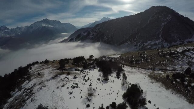 Caucasus, Ossetia. Alagir Gorge. Clouds over the valley.