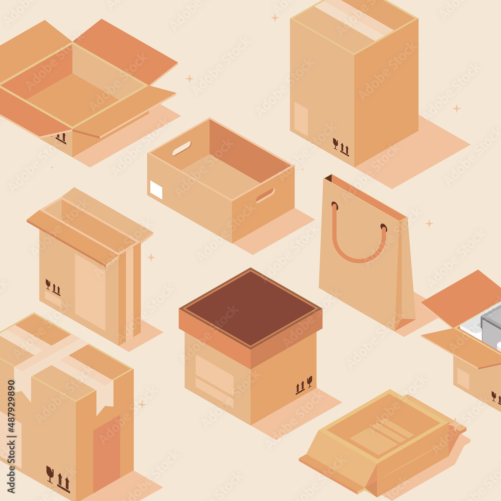 Sticker isometric carton packaging boxes