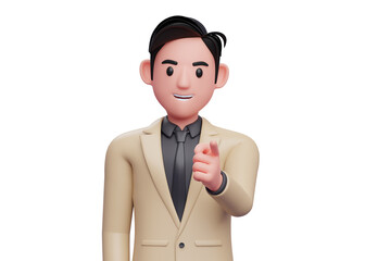 3d Businessman Pointing at the camera, 3D render businessman character illustration