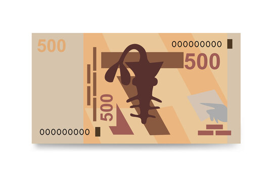 CFA Franc BCEAO Vector Illustration. West African Frank money set bundle banknotes. Paper money 500 Fr. Flat style. Isolated on white background. Simple minimal design.