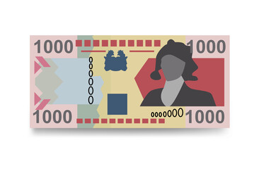 Leone Vector Illustration. Sierra Leone money set bundle banknotes. Paper money 1000 SLL. Flat style. Isolated on white background. Simple minimal design.