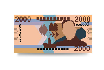 Leone Vector Illustration. Sierra Leone money set bundle banknotes. Paper money 2000 SLL. Flat style. Isolated on white background. Simple minimal design.