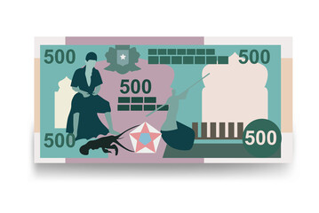 Somali Shilling Vector Illustration. Somalia money set bundle banknotes. Paper money 500 SOS. Flat style. Isolated on white background. Simple minimal design.