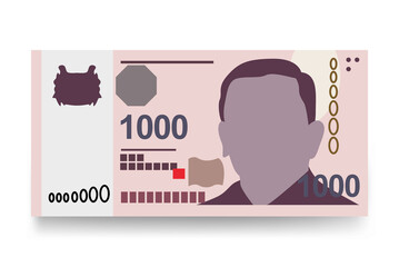 Singaporean Dollar Vector Illustration. Singapore, Brunei money set bundle banknotes. Paper money 1000 SGD. Flat style. Isolated on white background. Simple minimal design.