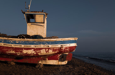 Fishing boats on beach. Almeria, Spain
